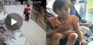 Tega! Ibu Ini Seret Anak Perempuannya Pakai Motor