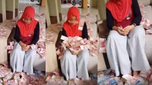 Video Viral, Wanita yang Diduga Pelakor Diguyur Uang Sekarung