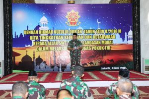 Prajurit dan PNS Makostrad Peringati Nuzulul Qur’an 1439 H