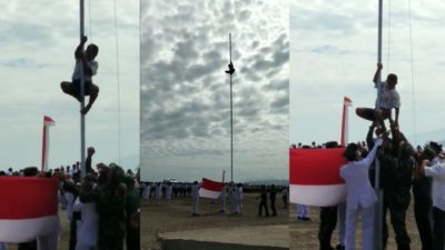 Viral Aksi Heroik Bocah SMP Panjat Tiang Demi Bendera Merah Putih