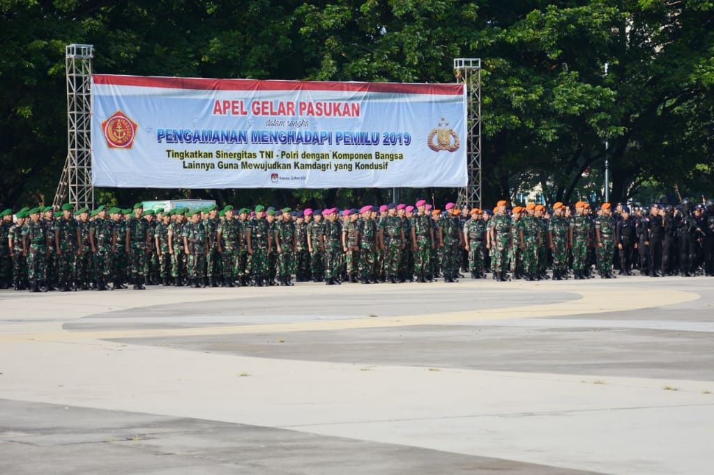 Yonmarhanlan VI Makassar Ikuti Gelar Pasukan PAM Pemilu 2019