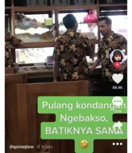 Tengsin! Pakai Batik yang Sama dengan Pelayan Bakso