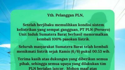 Pengumuman PLN Sumbar