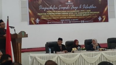 KPU Pasaman Lantik Dan Ambil Sumpah Atau Janji PPK Dan PPS Se Kabupaten Pasaman Untuk PSU DPD RI