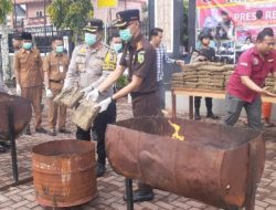 Kapolres AKBP Yudho Huntoro, S.I.K, M.I.K Pimpin Lansung Pemusnahan 100 Kg Narkotika Jenis Ganja